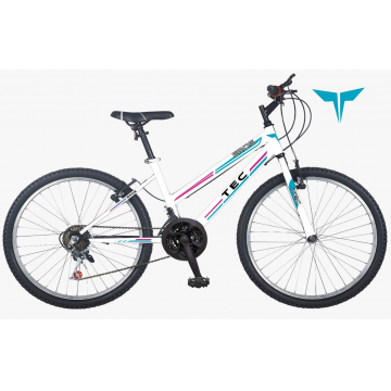 Bicicleta MTB TEC Eros, culoare alb/albastru/roz, roata 26
