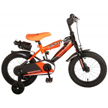 Bicicleta pentru baieti Volare Sportivo, 14 inch, culoare Portocaliu neon / Negru, frana de mana + contra