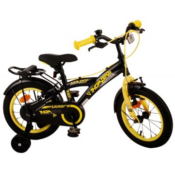 Bicicleta pentru baieti Volare Thombike, 14 inch, culoare negru/galben, frana de mana fata si spate