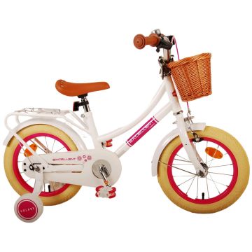 Bicicleta pentru fete Volare Excellent, 14 inch, culoare alb, frana de mana si contra