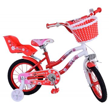 Bicicleta Volare Lovely pentru fete, culoare rosu/alb, 16 inch, frana de mana fata si contra
