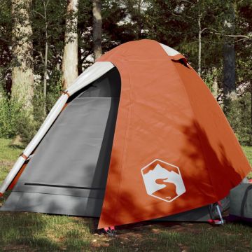 Cort camping 2 persoane gri/portocaliu 254x135x112cm tafta 185T