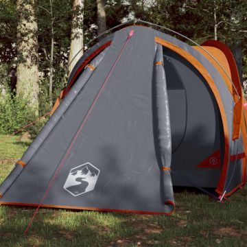 Cort camping 2 persoane gri/portocaliu 320x140x120cm tafta 185T