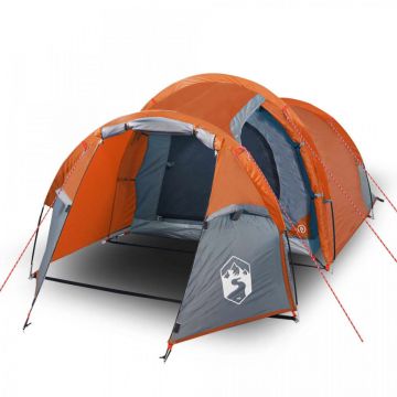 Cort camping 3 persoane gri/portocaliu 370x185x116cm tafta 185T
