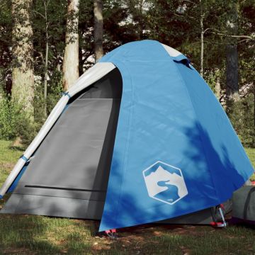 Cort de camping 2 persoane albastru, 254x135x112 cm, tafta 185T