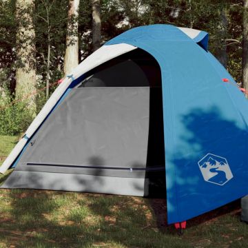 Cort de camping 2 persoane albastru, 264x210x125 cm, tafta 185T