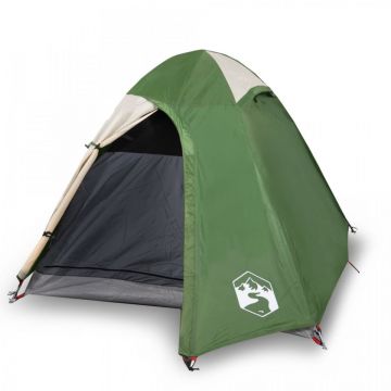 Cort de camping 2 persoane, verde, 254x135x112 cm, tafta 185T