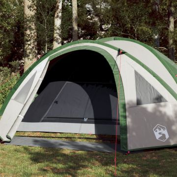 Cort de camping 4 persoane, verde, 300x250x132 cm, tafta 185T