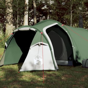 Cort de camping 4 persoane, verde, 360x140x105 cm, tafta 185T