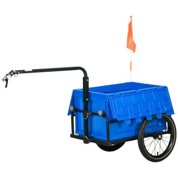 HOMCOM Carucior pentru bicicleta, Carucior de transport pentru bicicleta cu cutie pliabila de depozitare de 65L