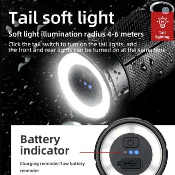Lanterna Superfire GT60, 2600lm, LED, 8100 mAh, incarcare USB, IP34, Negru