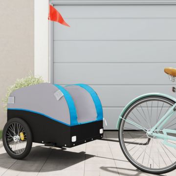Remorcă de marfă pentru biciclete negru & albastru 45 kg fier