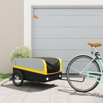 Remorcă pentru biciclete, negru și galben, 45 kg, fier