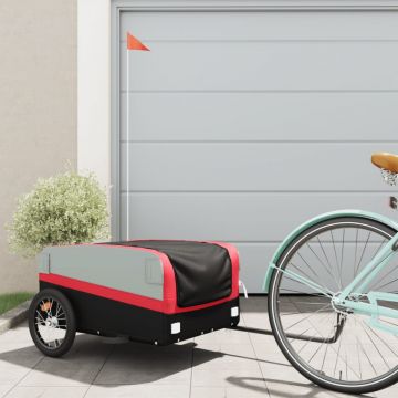 Remorcă pentru biciclete, negru și roșu, 45 kg, fier