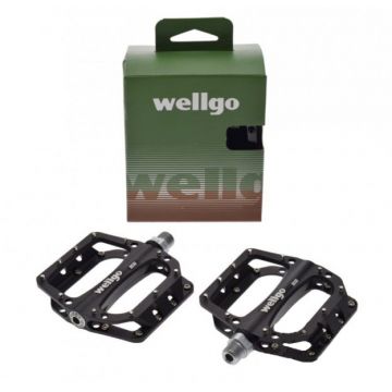 Set 2 pedale Wellgo din aluminiu, filet 9/16, culoare negru