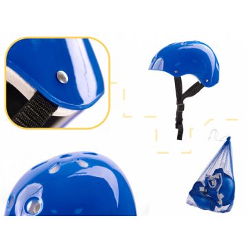 Set echipament protectie cu Casca Genunchiere si Cotiere Blue