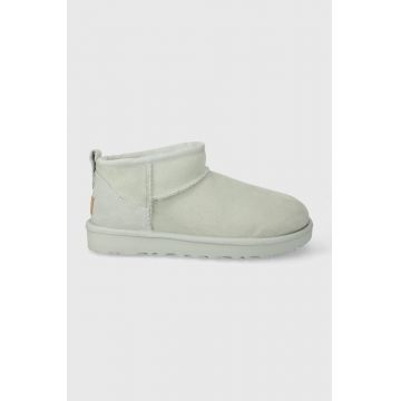 UGG cizme de zapada din piele intoarsa Classic Ultra Mini culoarea gri, 1116109