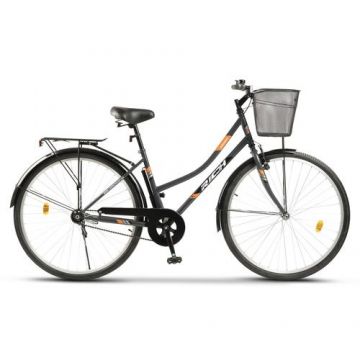 Bicicleta City Rich Dunarea R2892A 28inch, Roti 28 Inch, Frana V-Brake, Portbagaj, Aparatori Aluminiu, Pompa, Gri/Negru/Portocaliu