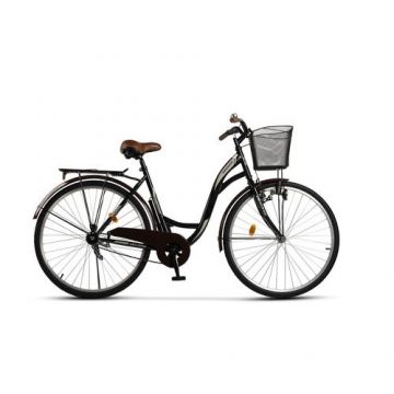 Bicicleta City Velors Ukraina V2894A, Roti 28 Inch, Frane V-Brake, Pompa, Far cu Dinam, Cadru Negru/Gri