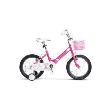 Bicicleta Copii 4-6 ani Velors V1602B, Roti 16 Inch, Frana fata/spate V-Brake, Roti Ajutatoare (Fucsia)