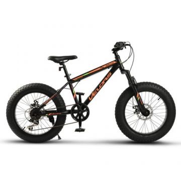 Bicicleta Copii Fat Bike Velors Hercules V2019B 20inch, Schimbator spate Shimano Tourney, Manete schimbator Shimano Rotative, Roti 20 inch, Frane Mecanice Disc, 7 viteze, Negru/Portocaliu/Verde