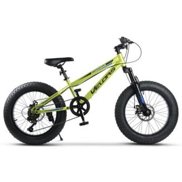 Bicicleta Copii Fat-Bike Velors Hercules V20316A 20inch, 7 viteze, Manete schimbator Shimano Rotativ cu indicator de viteza, Roti 20x4.0, Frane Mecanice Disc (Verde)