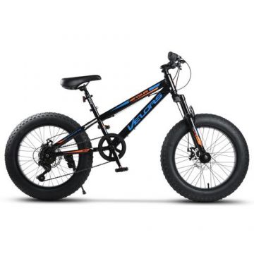 Bicicleta Copii Fat-Bike Velors Hercules V20316A, roti 20inch, Negru/Albastru