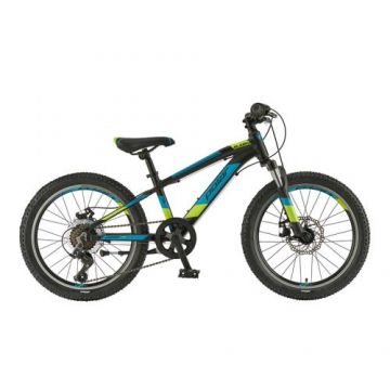 Bicicleta Copii Polar Alaska, roti 20inch, 18 viteze, frana pe disc, Negru/Albastru