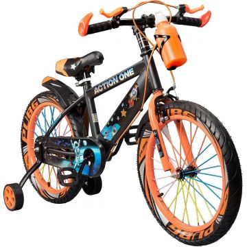 Bicicleta cu roti ajutatoare si bidon pentru apa Nova II, Action One, 18 inch, Portocaliu