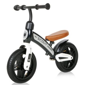 Bicicleta de echilibru fara pedale pentru baieti roti cauciuc 10 inch Lorelli Scout Air Neagra