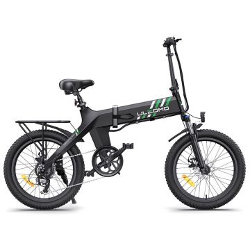 Bicicleta electrica pliabila Ulzomo Ridge 20 E-bike, 250W, 36V 15.6Ah, autonomie 60km, viteza maxima 25km/h, Black, 20''