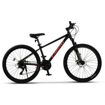 Bicicleta MTB Carpat Tanker C26312B 26inch, Schimbator spate Shimano Tourney TZ 7 viteze, Manete Secventiale 21 viteze, Roti 26 Inch, Cadru Aluminiu 6061, Frane pe Disc, Negru/Portocaliu