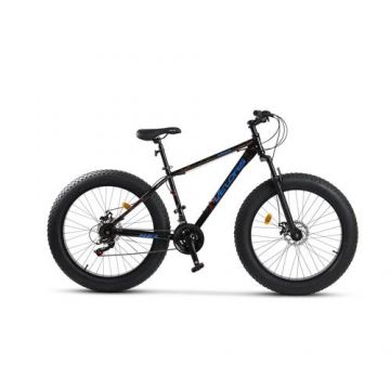 Bicicleta MTB Fat-Bike Velors Hercules V2619B, Schimbator Shimano Tourney TZ, Roti 26 x 4.0, Frane Mecanice Disc (Negru/Albastru)