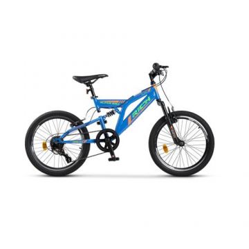 Bicicleta MTB-FS RICH Alpin R2049A Saiguan Revoshift 6 Viteze, Roti 20 Inch, Frane V-Brake, Albastru/Verde/Portocaliu