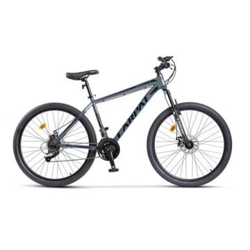 Bicicleta MTB-HT Carpat SPARTAN C2758B, Schimbator Index HE-M50 21 viteze, Roti 27.5 Inch, Cadru Aluminiu, Frane pe Disc (Gri/Negru)