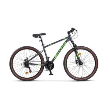 Bicicleta MTB-HT Velors V27301A, Roti 27.5 Inch, Manete Schimbator Secventiale, 21 viteze, Frane Disc fata/spate (Gri/Verde)