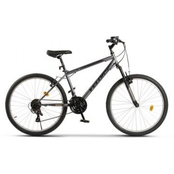 Bicicleta MTB Velors Rockstar V26304B 26inch, Schimbator spate Sunrun 7 viteze, Manete schimbator Rotative 21 viteze, Cadru Otel, Roti 26 inch, Frane V-Brake, Gri/Negru