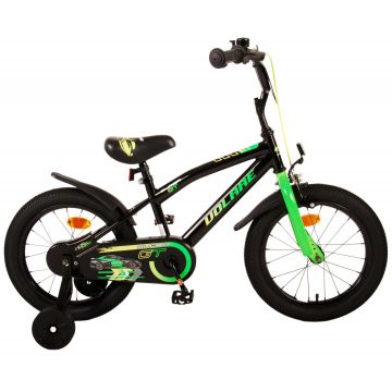Bicicleta pentru baieti Volare Super GT, 16 inch, culoare negru/verde, frana de mana fata si contra
