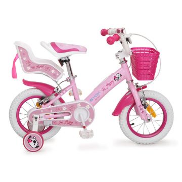 Bicicleta pentru fete 12 inch Byox Puppy roz cu roti ajutatoare