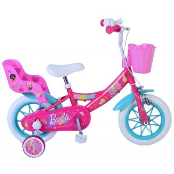 Bicicleta pentru fete Barbie, 12 inch, culoare roz, frana de mana fata si contra