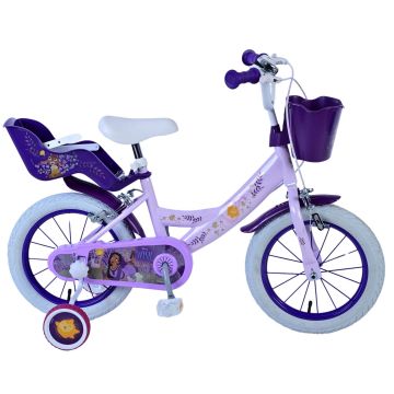 Bicicleta pentru fete Disney Wish, 16 inch, culoare violet/alb, frana de mana fata si spate