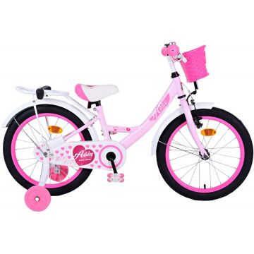 Bicicleta pentru fete Volare Ashley, 18 inch, culoare roz/alb, frana de mana fata si contra