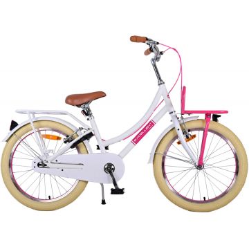 Bicicleta pentru fete Volare Excellent, 20 inch, culoare alb/roz, frana de mana fata si spate