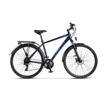 Bicicleta Trekking CARPAT C28281C, Schimbator Shimano Tourney 24 viteze, Cadru Aluminiu, Roti 28 inch, Frane Mecanice Disc (Albastru)