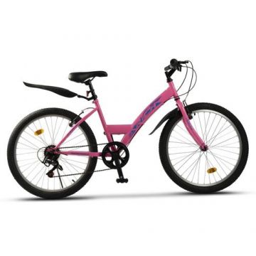 Bicicleta Trekking Rich R2430A 24inch, Sunrun Revoshift 7 Viteze, Roti 24 Inch, Frane V-Brake, Fucsia/Albastru/Mov