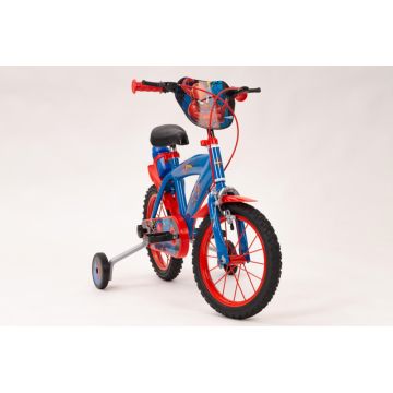 Bicicleta cu roti ajutatoare si sticluta de apa cu suport Spiderman 14 inch