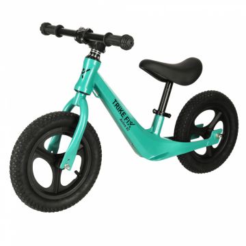 Bicicleta de echilibru pentru copii, Ikonka, Trike Fix Active X Green 12 inch, cu cadrul jos, din otel, saua reglabila, sarcina maxima 25 kg