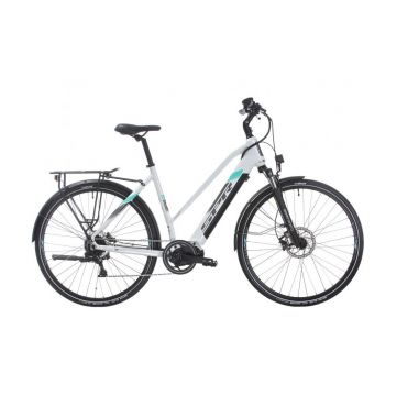 Bicicleta electrica Sprint E-Trekking Faster Lady 28 Alb Lucios/Turcuaz - 533mm