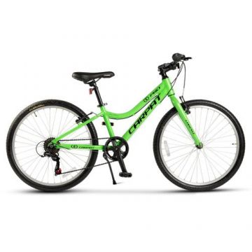 ﻿﻿Bicicleta Copii Carpat C24208C, Shimano Tourney 7 viteze, Frane V-Brake, Roti 24 inch, Verde/Negru