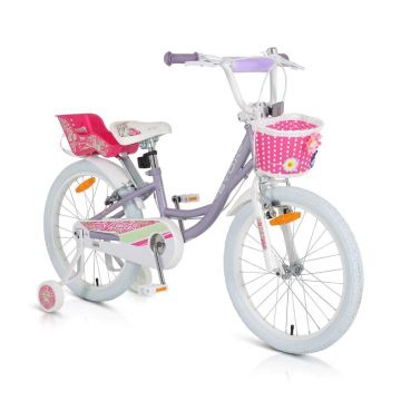Bicicleta pentru fete cu roti ajutatoare 20 inch Byox Fashion Girl Liliac